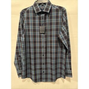 Mizzen+Main NWT Men's S Stretch Long Sleeve Shirt Navy Smith‎ Tartan Plaid New